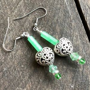 Aventurine Heart Earrings.